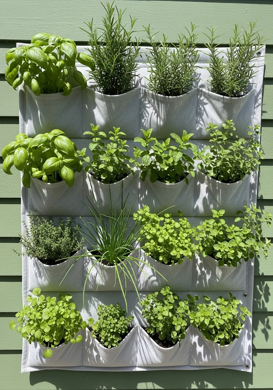 Fabric Pocket Wall - 50 Herb Garden Ideas for a Beautiful, Budget-Friendly Home