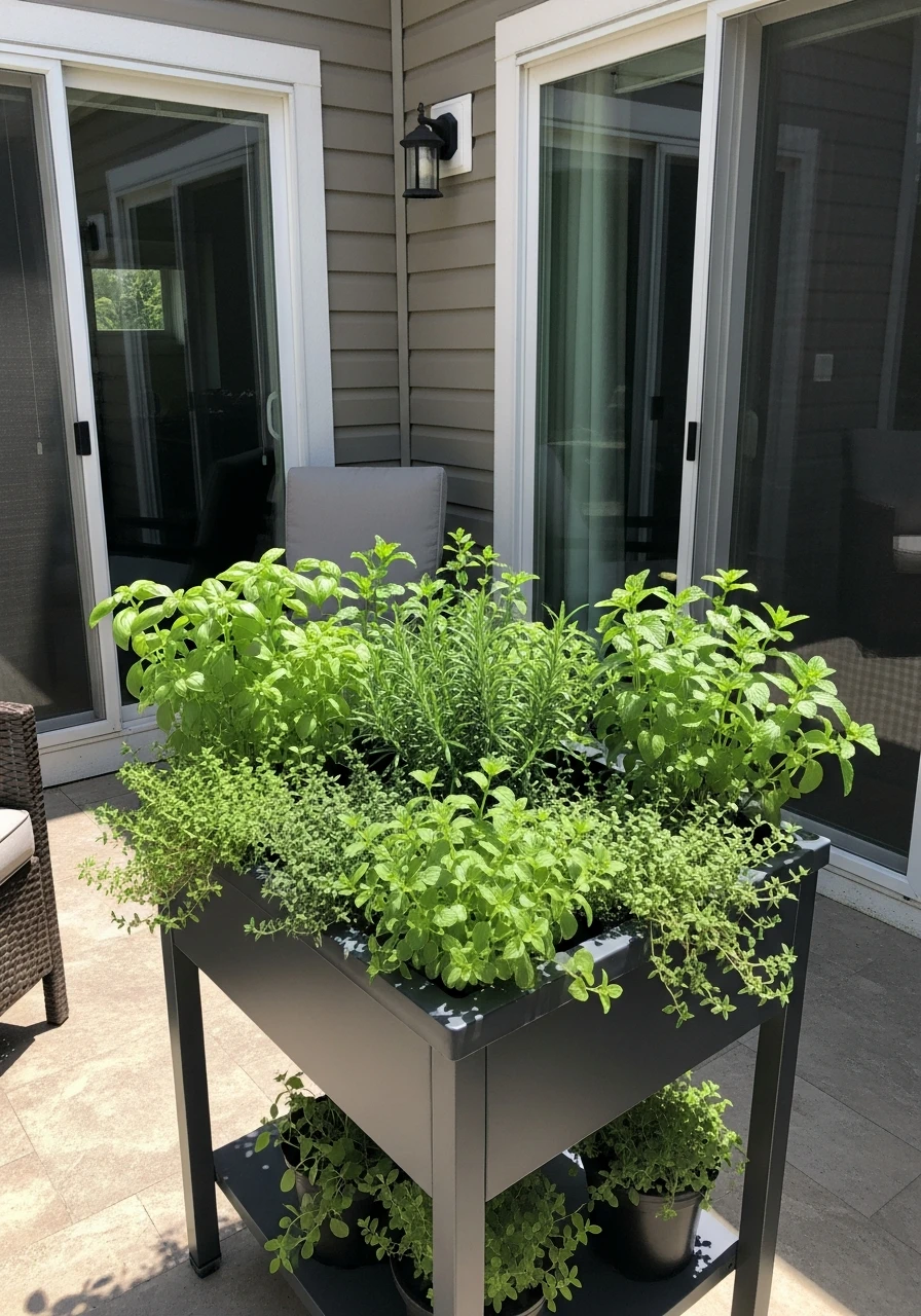Patio Herb Table - 50 Herb Garden Ideas for a Beautiful, Budget-Friendly Home