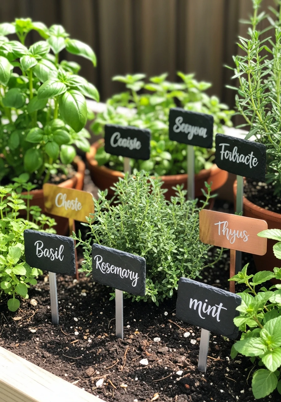 Stylish Herb Markers - 50 Herb Garden Ideas for a Beautiful, Budget-Friendly Home