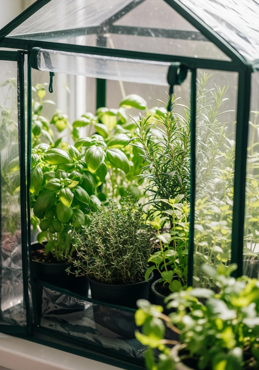 Mini Herb Greenhouse - 50 Herb Garden Ideas for a Beautiful, Budget-Friendly Home