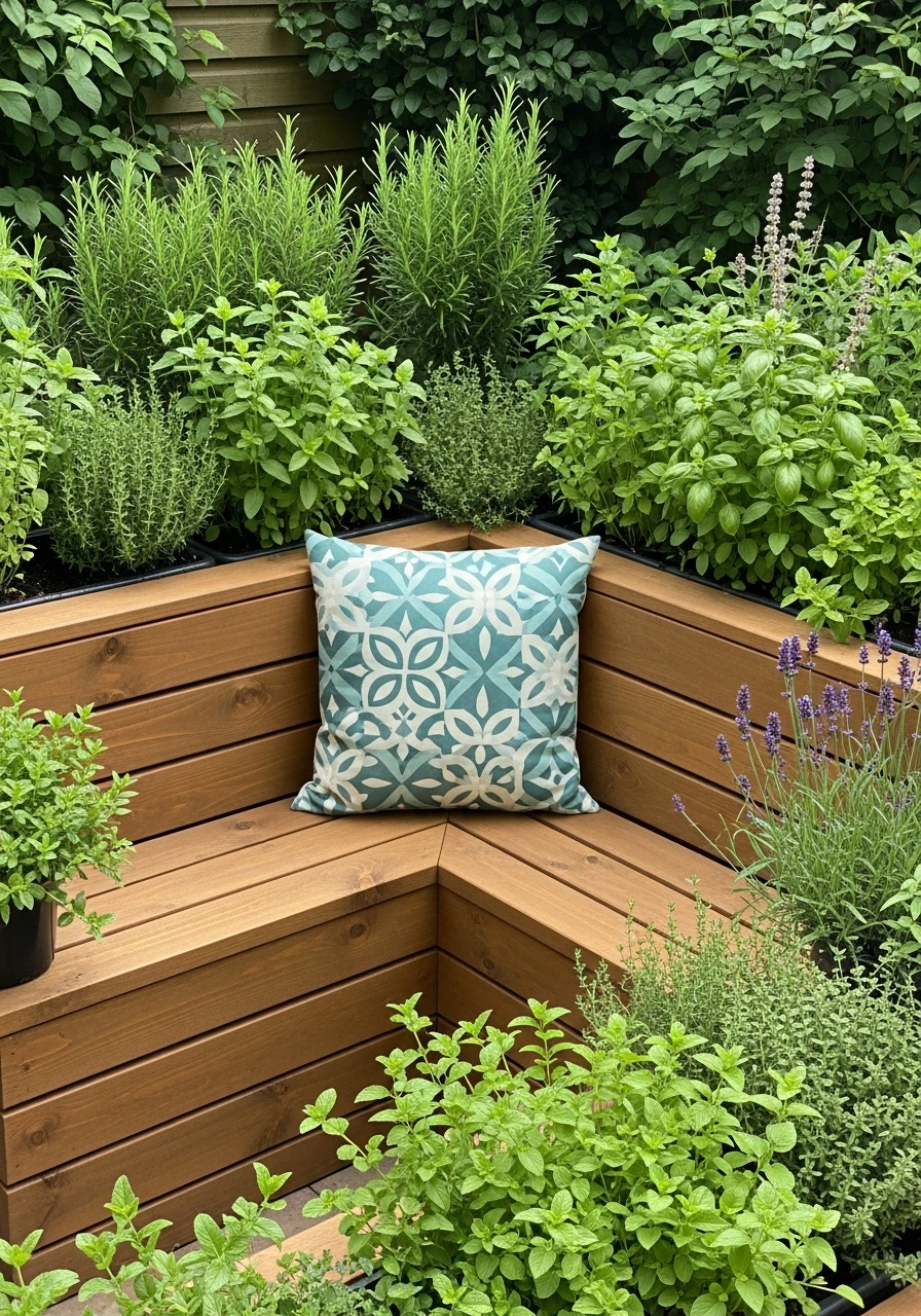 Planter Bench Herbs - 50 Herb Garden Ideas for a Beautiful, Budget-Friendly Home