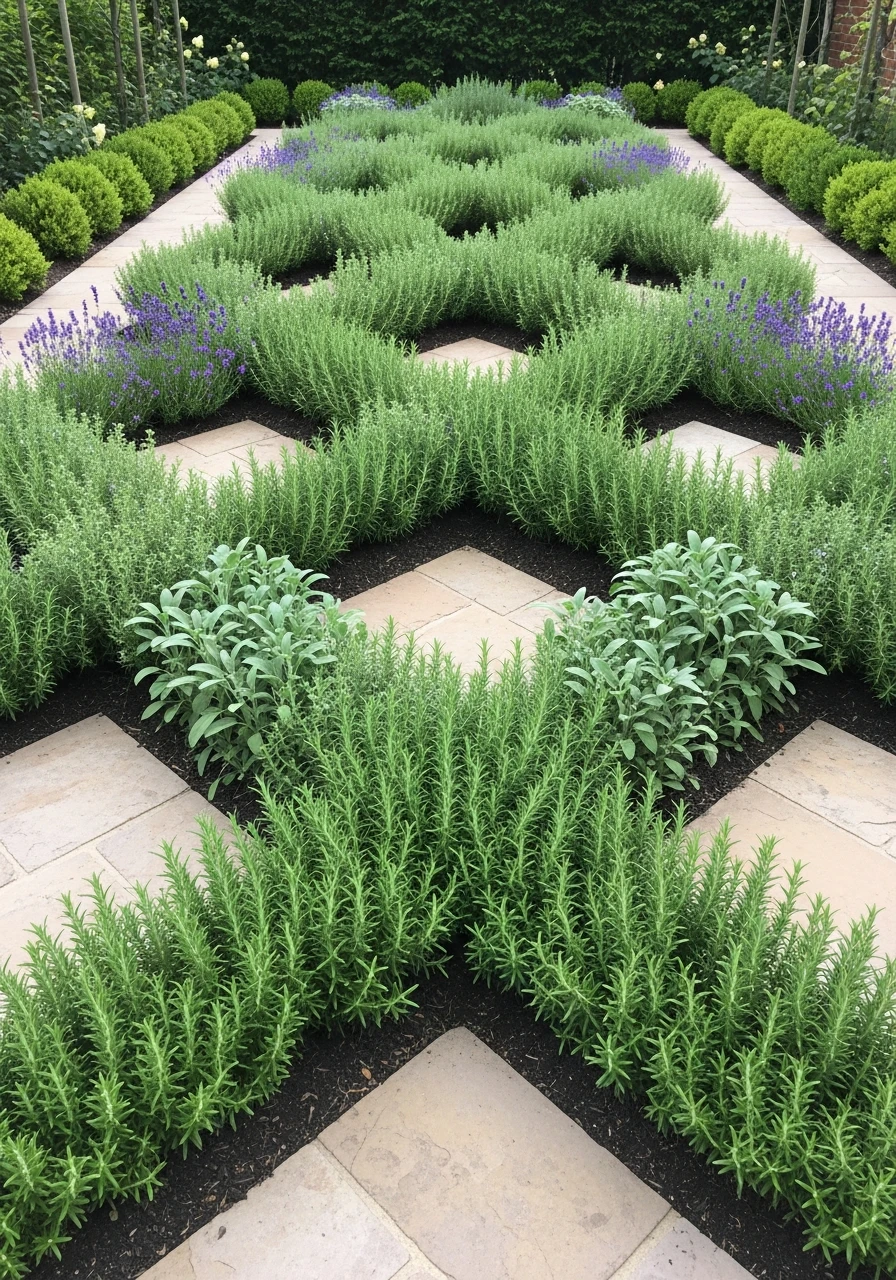 Knot Pattern Herbs - 50 Herb Garden Ideas for a Beautiful, Budget-Friendly Home