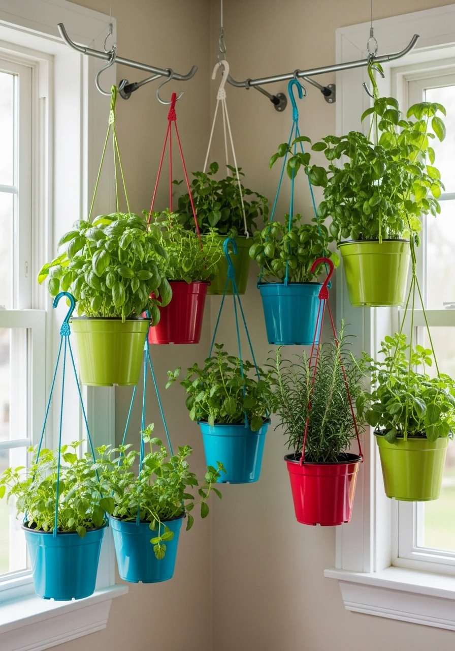 Hanging Herb Baskets - 50 Herb Garden Ideas for a Beautiful, Budget-Friendly Home