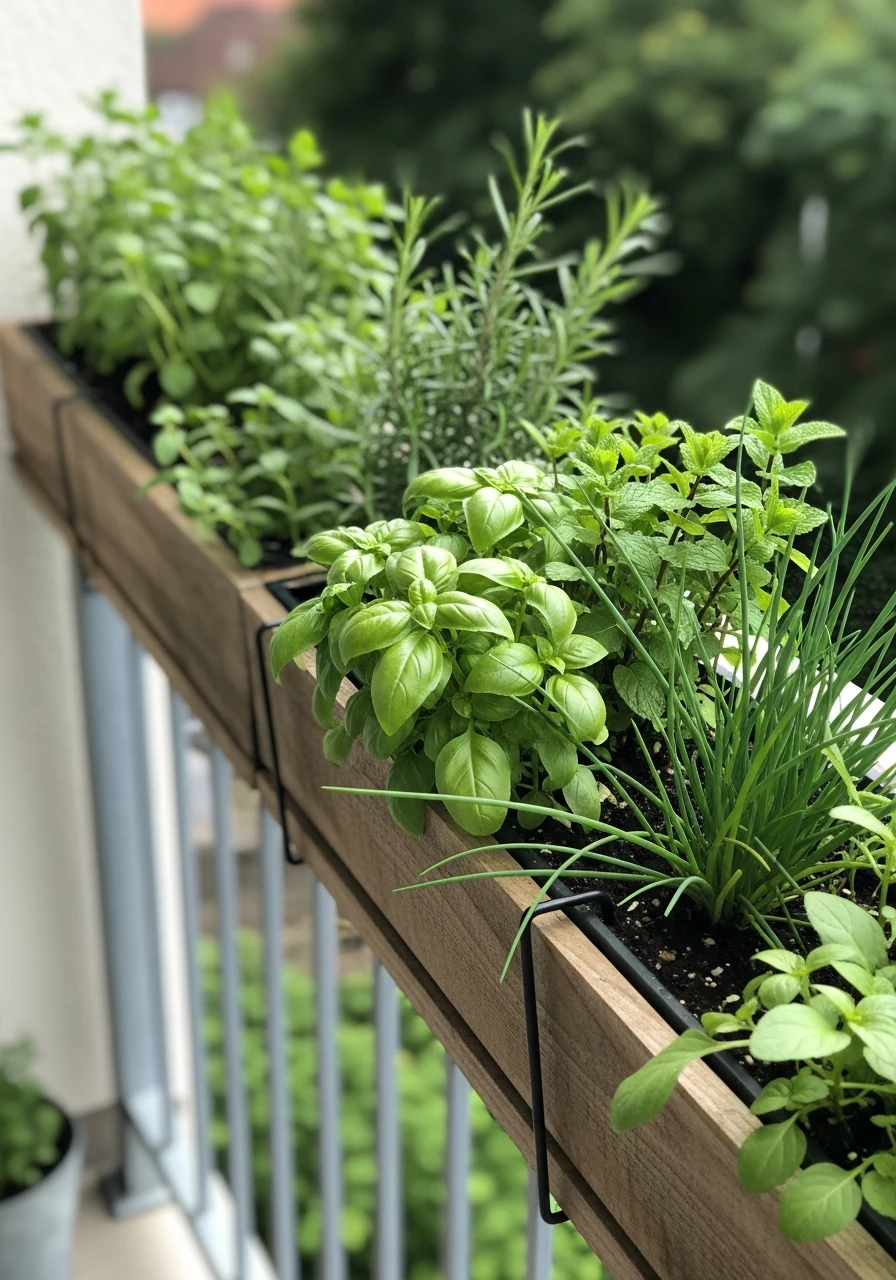 Balcony Herb Boxes - 50 Herb Garden Ideas for a Beautiful, Budget-Friendly Home
