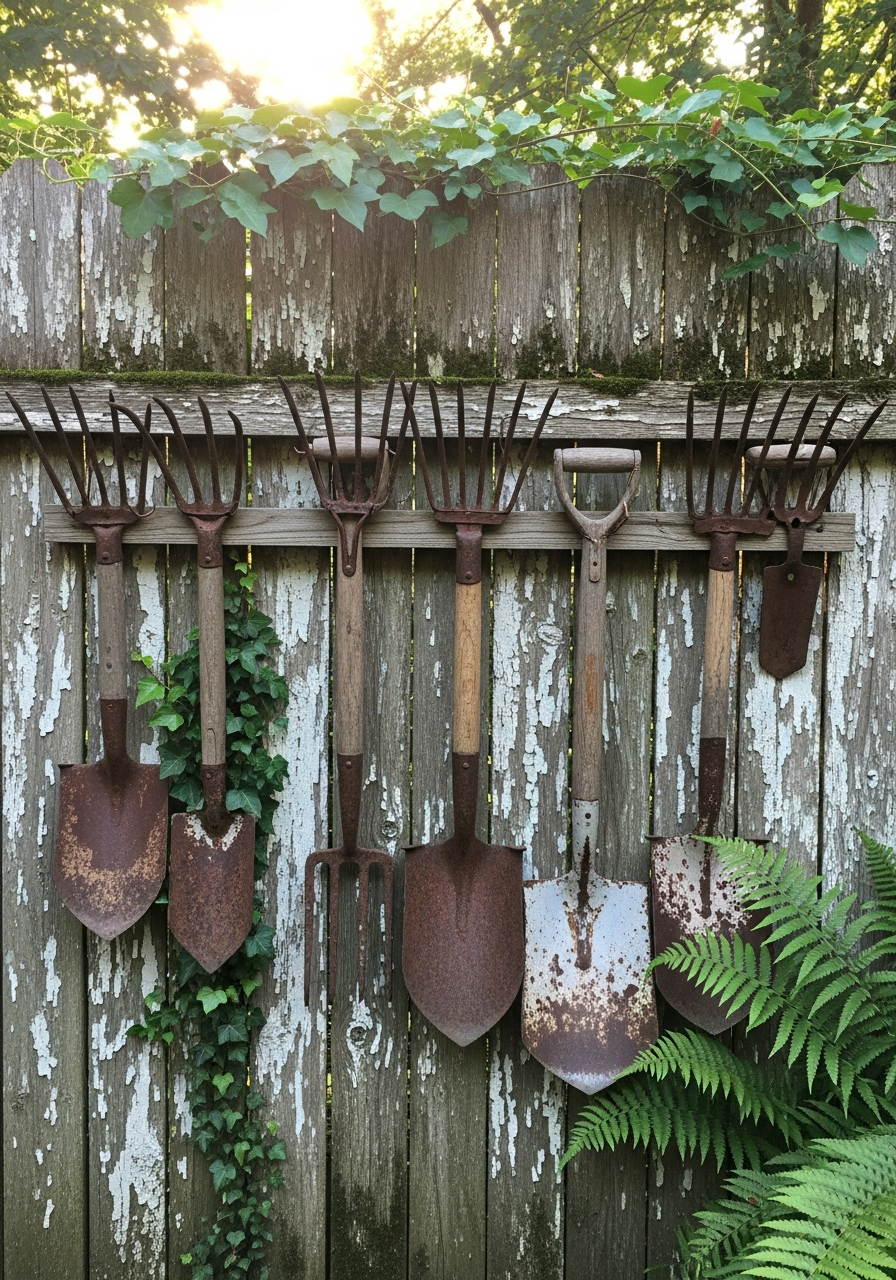 11. Vintage Tool Garden Wall