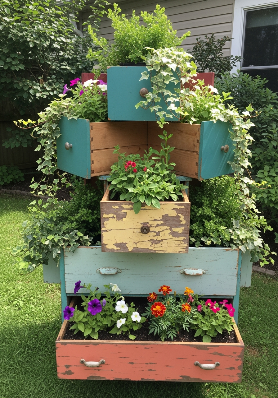 15. Old Drawer Garden Planters