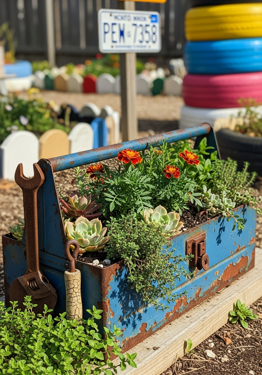 27. Repurposed Toolbox Planter