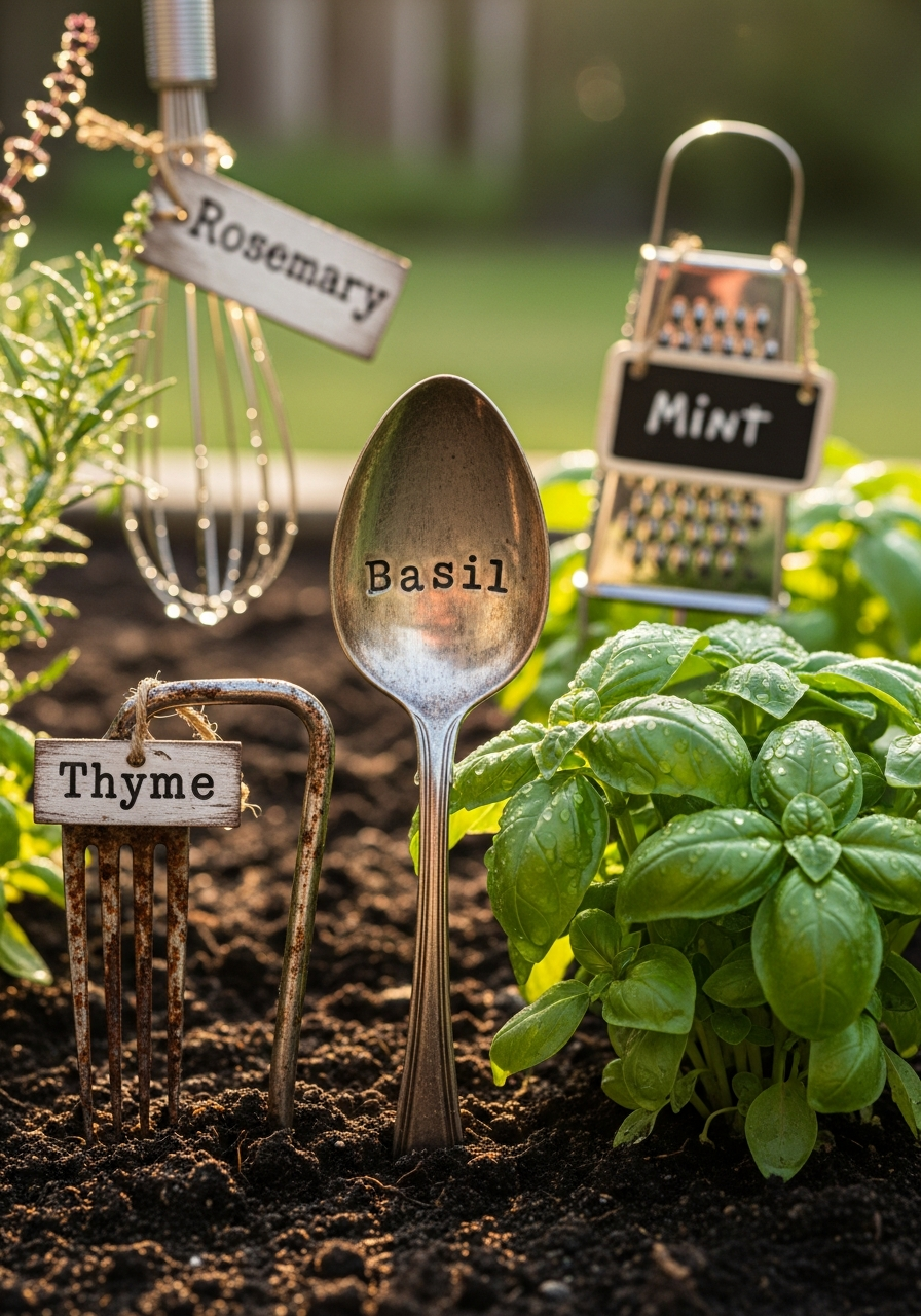 28. Kitchen Utensil Garden Markers