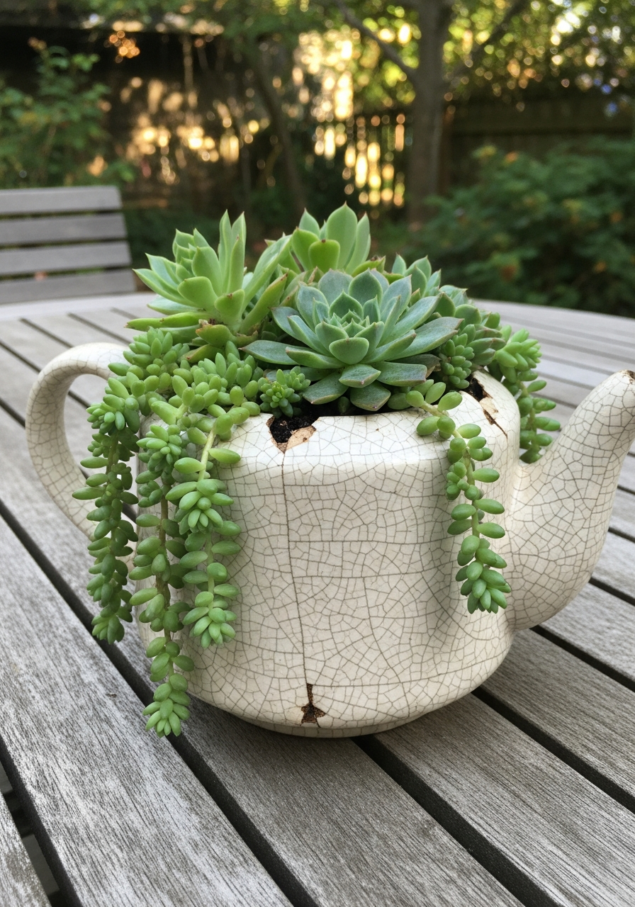 5. Broken Teapot Succulent Planter