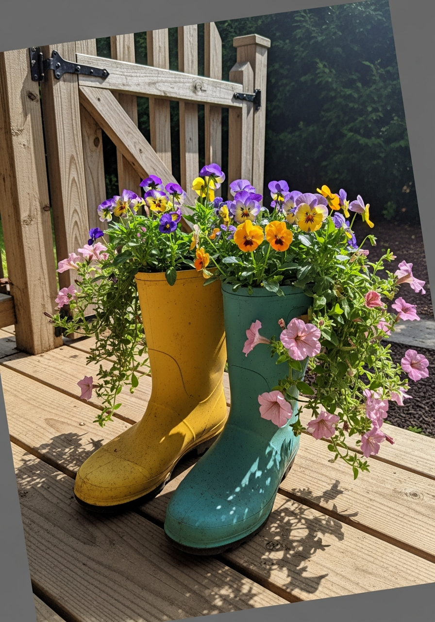8. Old Boots Garden Planters