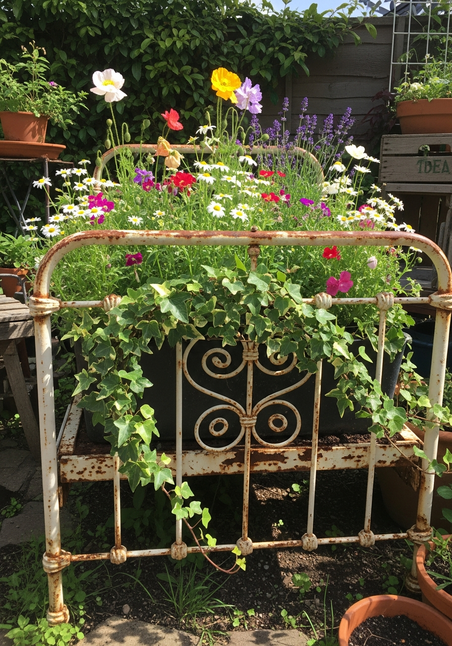 9. Iron Bed Frame Garden Bed