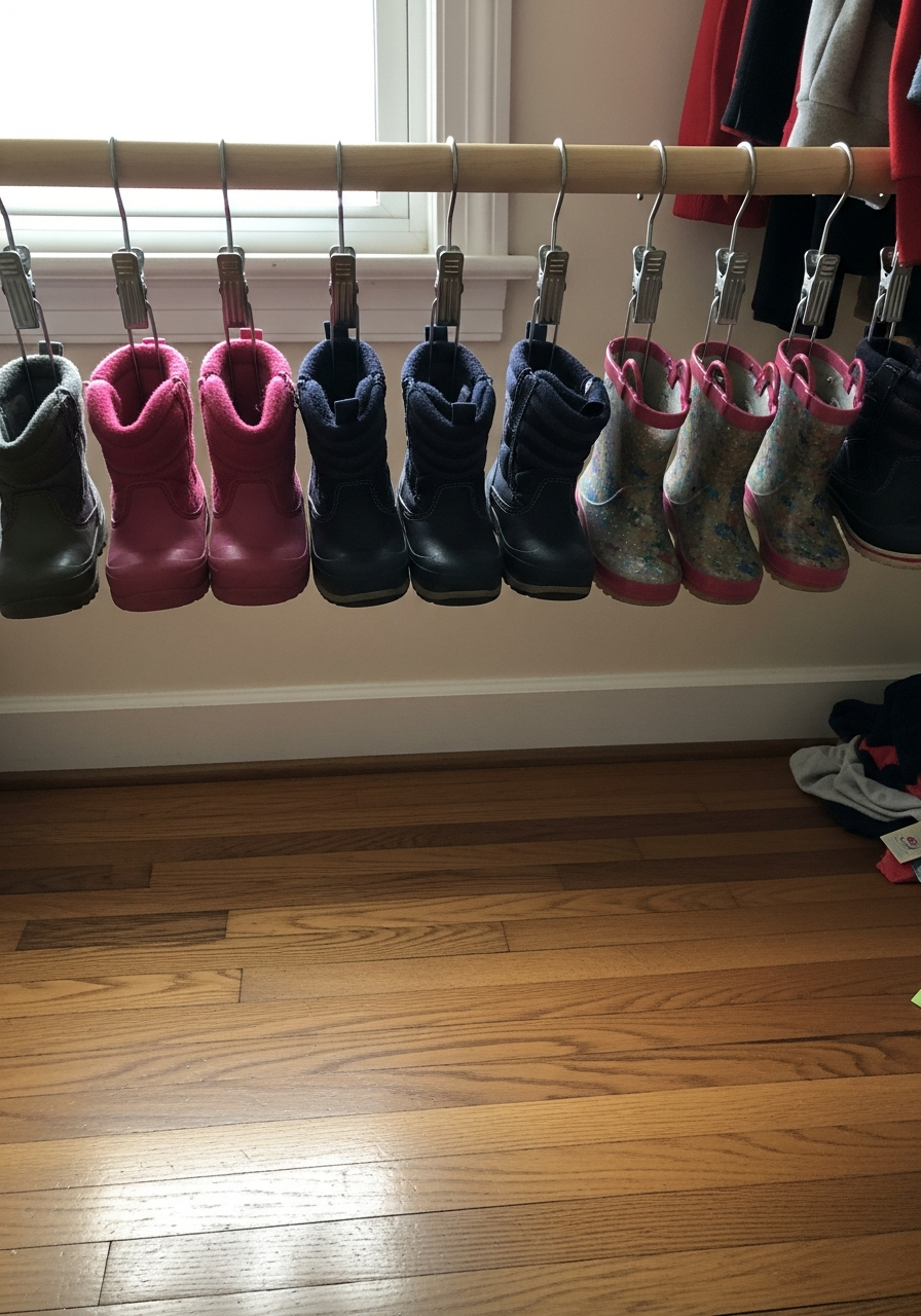 26. Space-Saving Clip-On Boot Hangers
