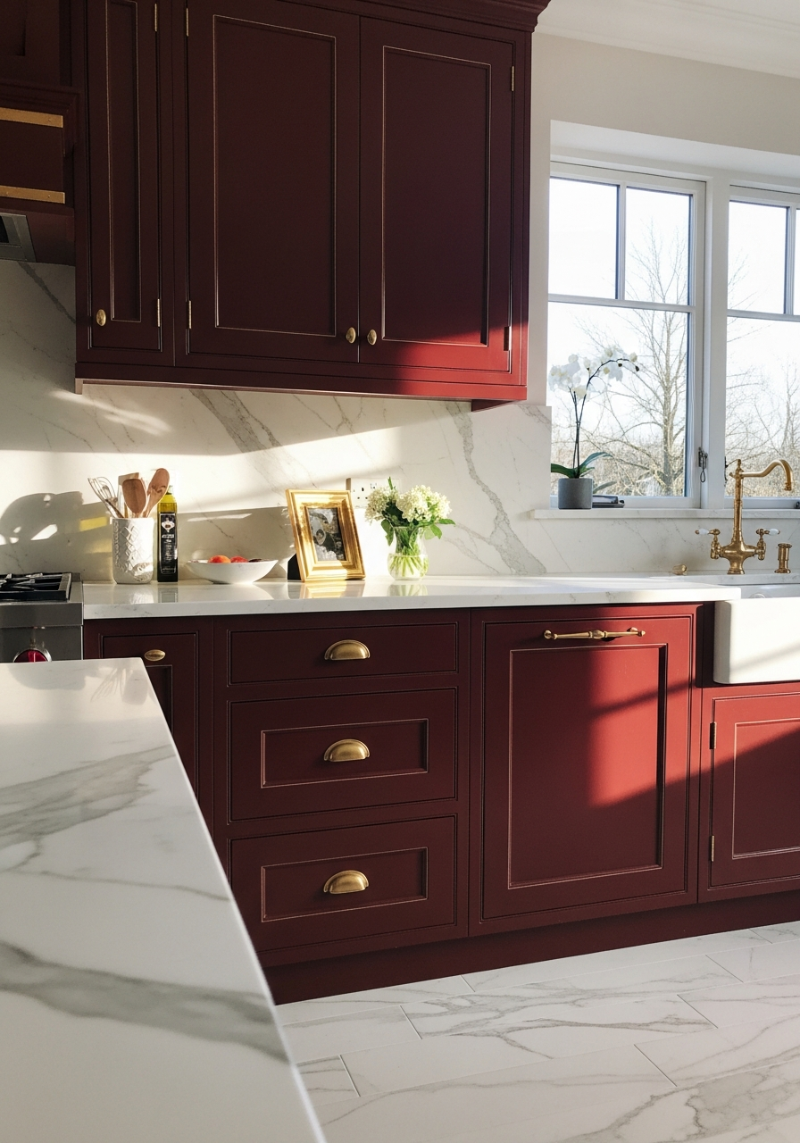 20. Burgundy and Gold Trim