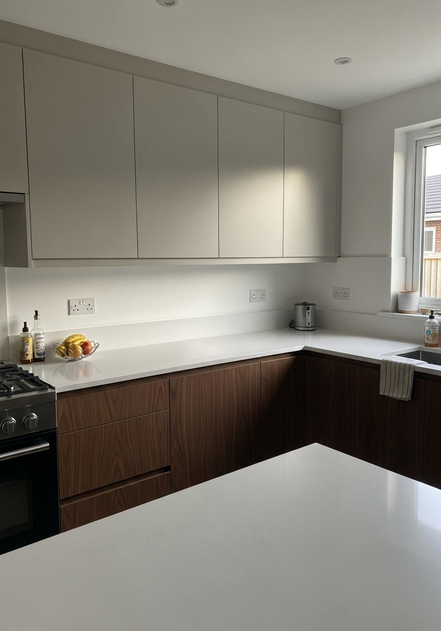 23. Greige and Dark Wood