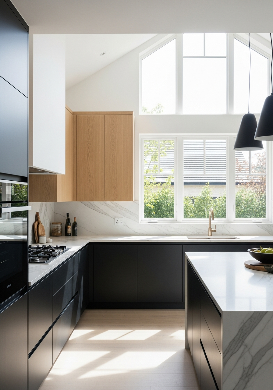 3. Black and Natural Wood