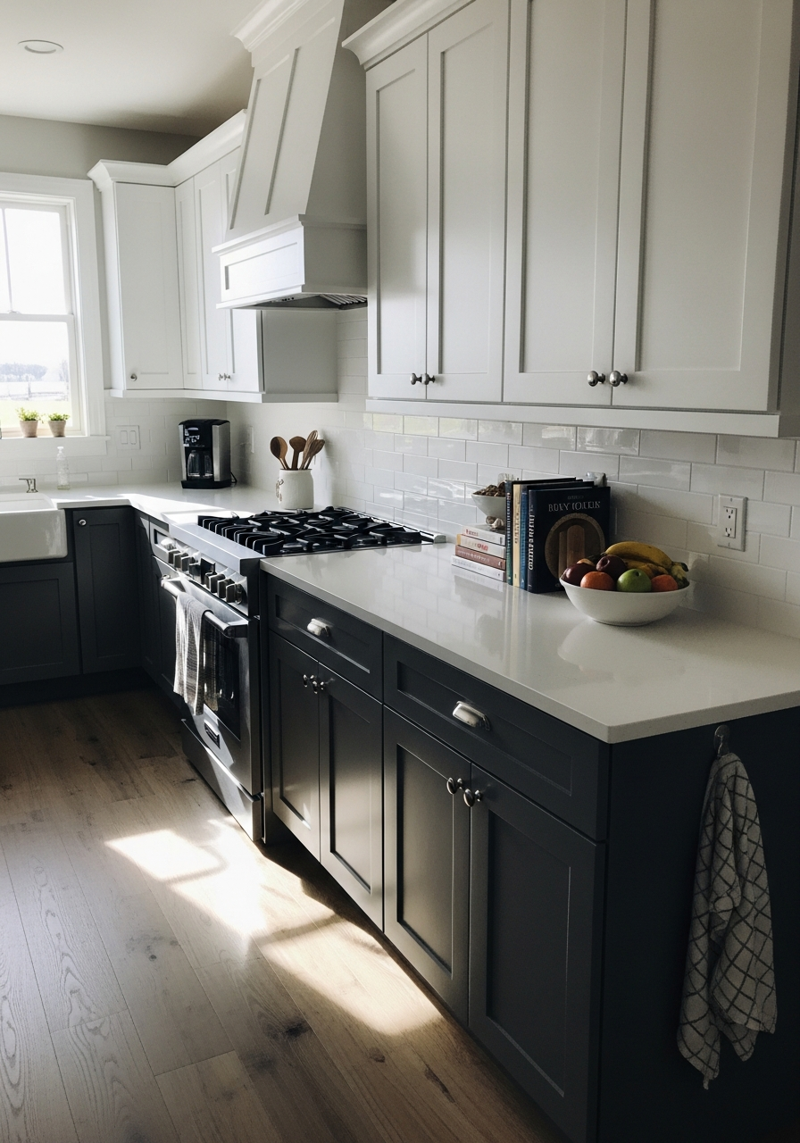 32. Charcoal and Crisp White