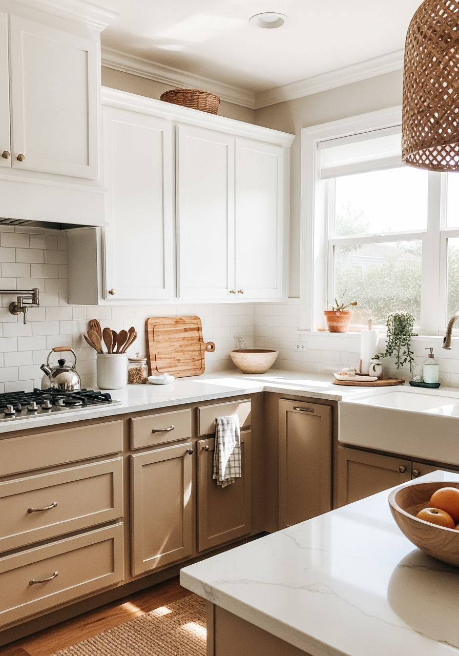 40. Tan and White Duo