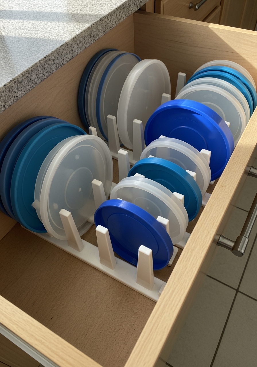 15. Food Container Lid Organizer