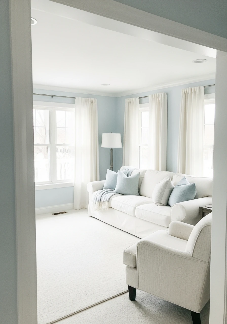 Cool Blue & Off-White - 50 Living Room Color Combinations You'll Love