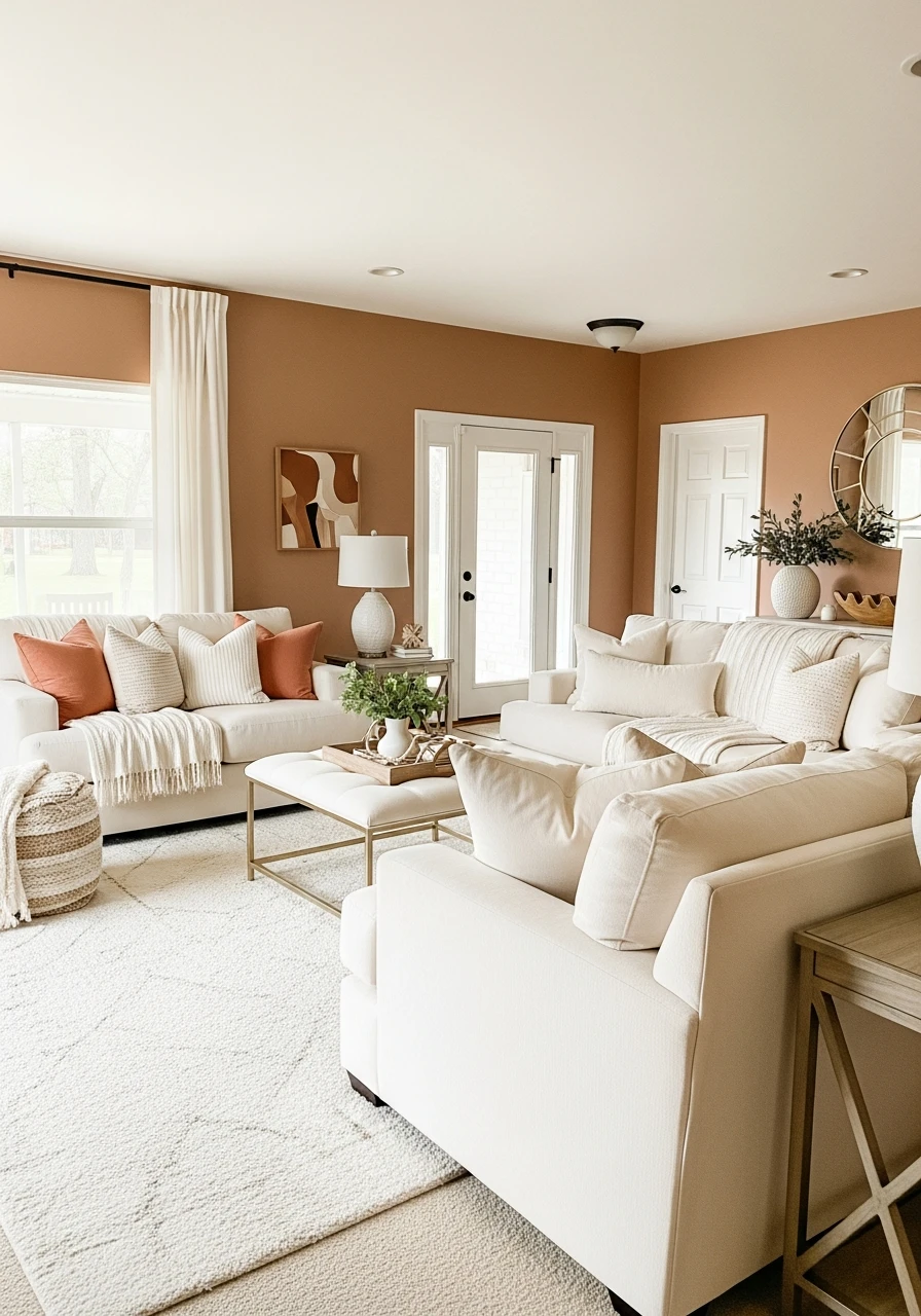 Soft Clay & Cream - 50 Living Room Color Combinations You'll Love