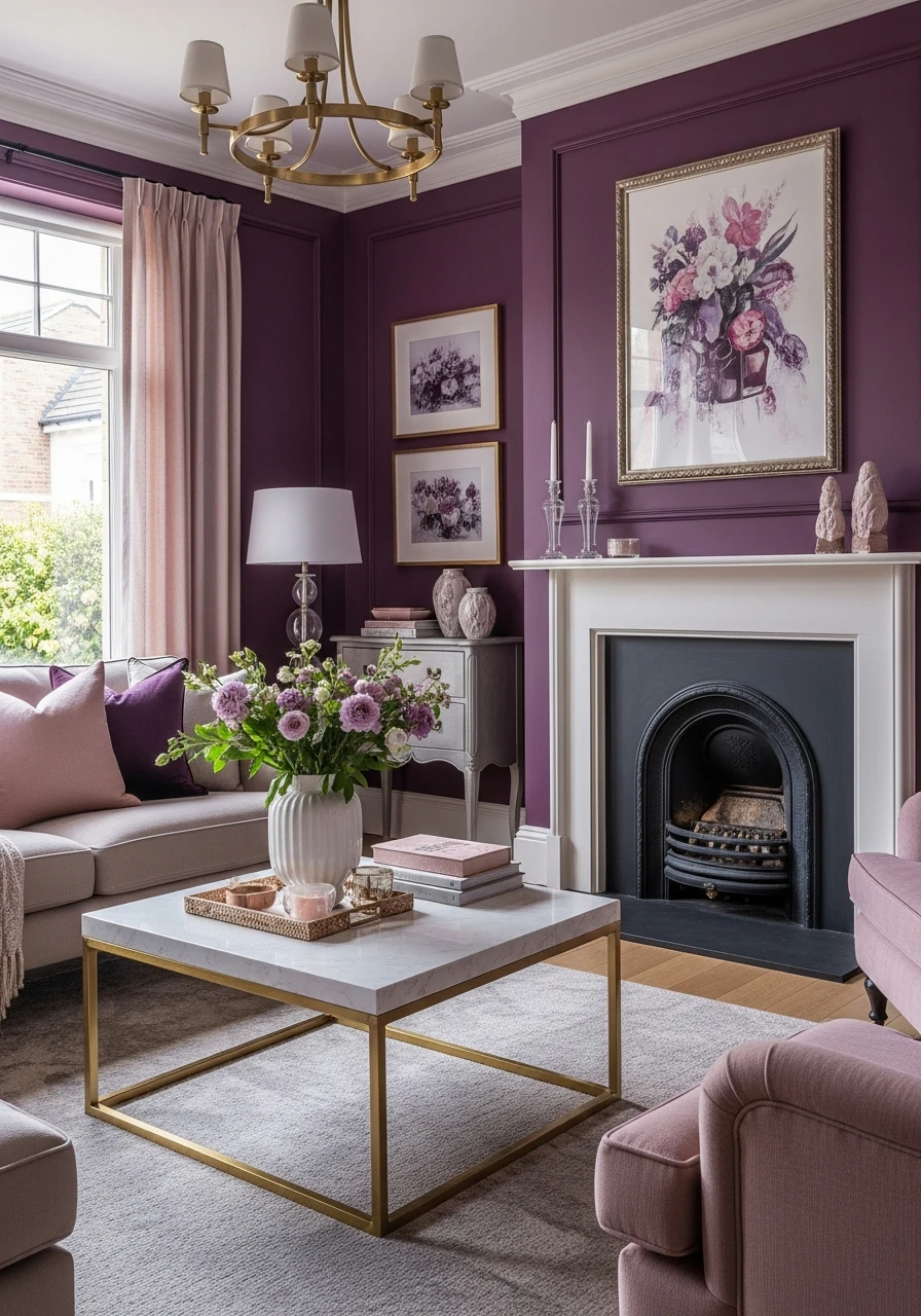 Plum & Lilac Layers - 50 Living Room Color Combinations You'll Love