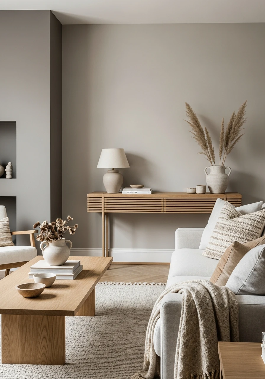 Neutrals & Natural Wood - 50 Living Room Color Combinations You'll Love