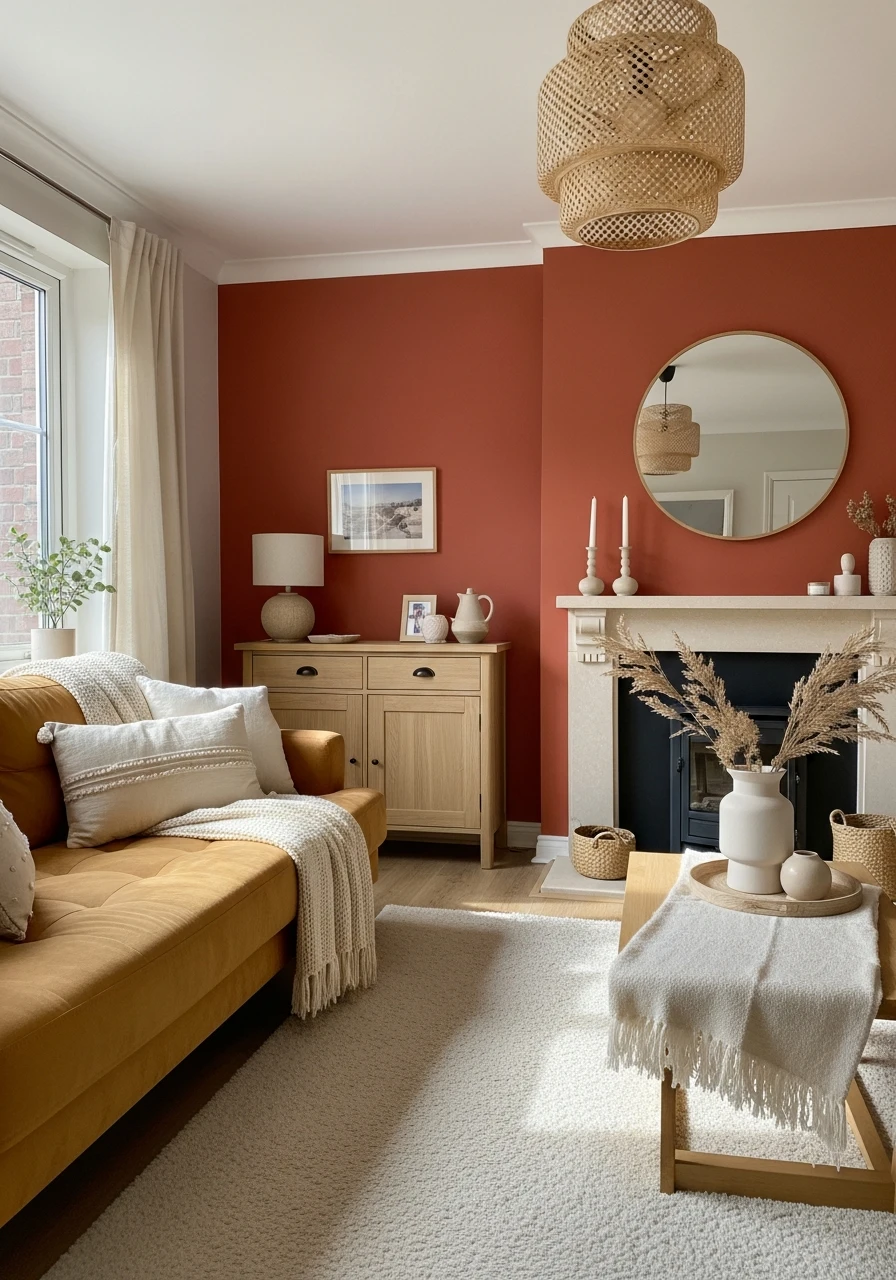 Clay Red & Honey Neutral - 50 Living Room Color Combinations You'll Love