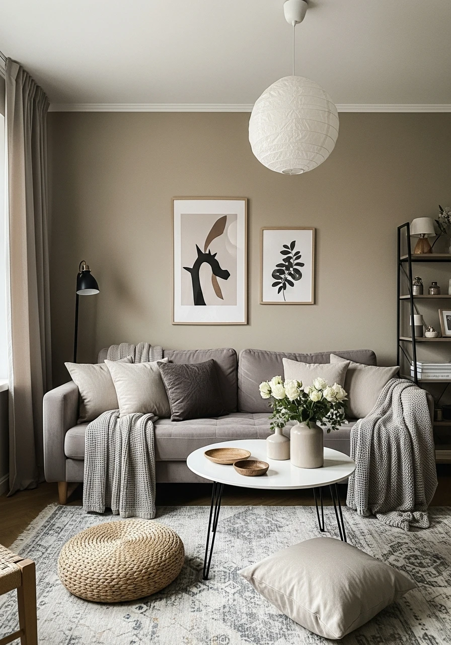 Khaki & Gray-Brown Layers - 50 Living Room Color Combinations You'll Love