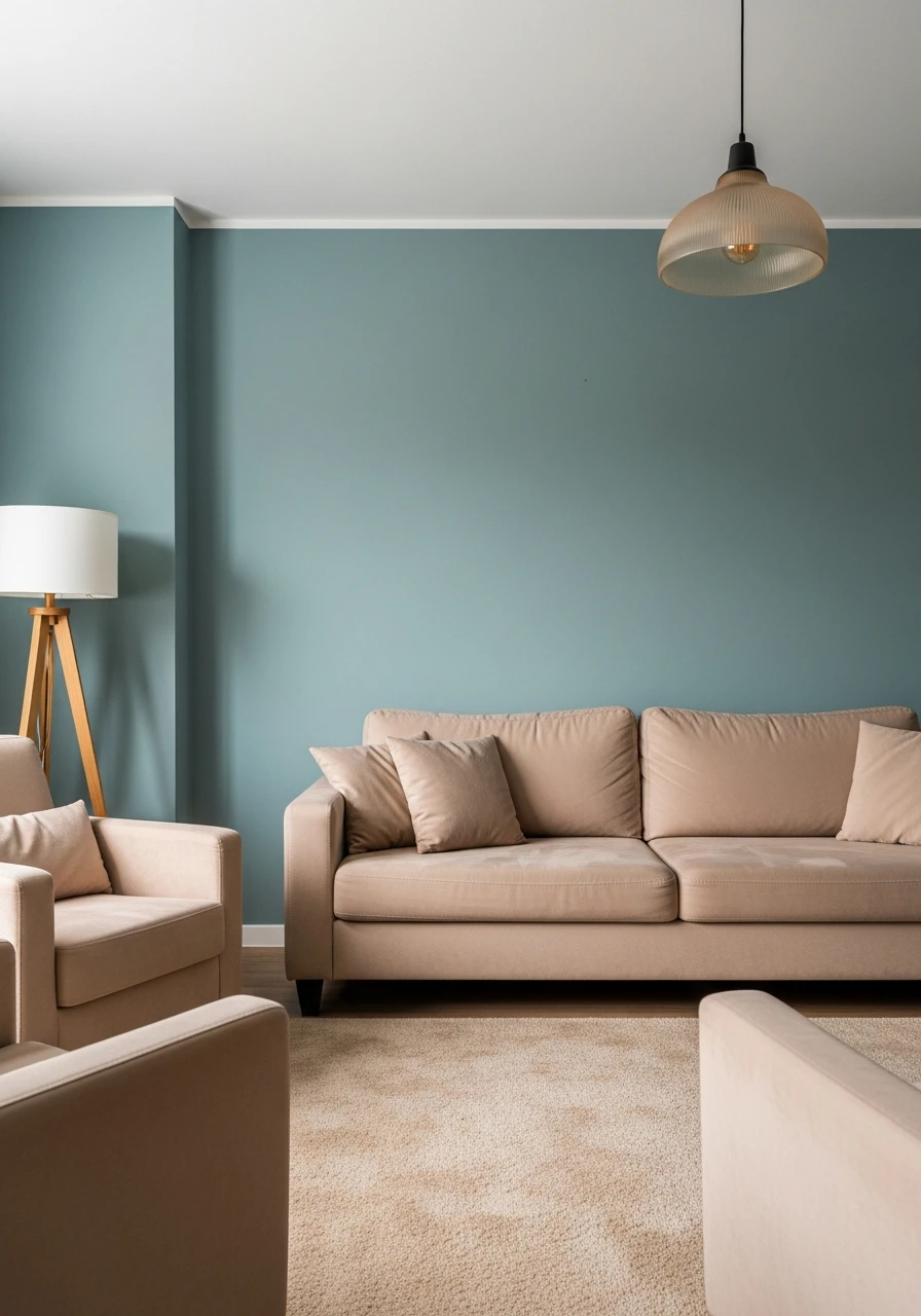 Muted Teal & Warm Beige - 50 Living Room Color Combinations You'll Love