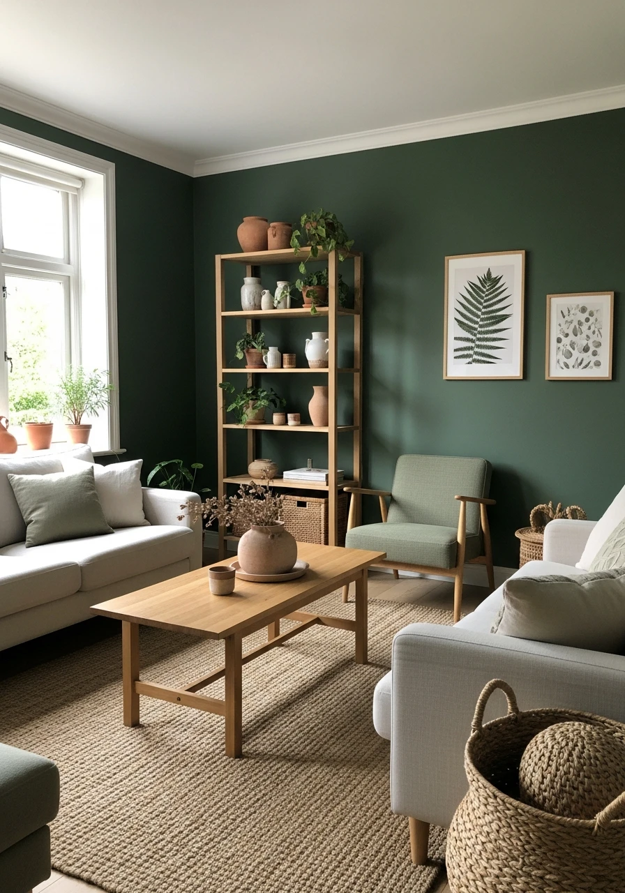 Muddy Green & Wood - 50 Living Room Color Combinations You'll Love