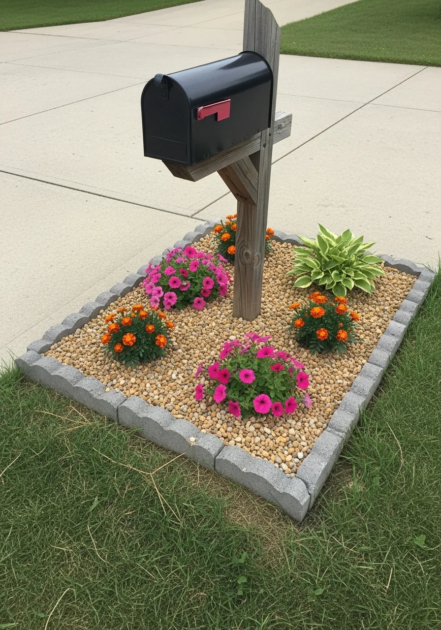 13. Gravel and Flower Combination Bed