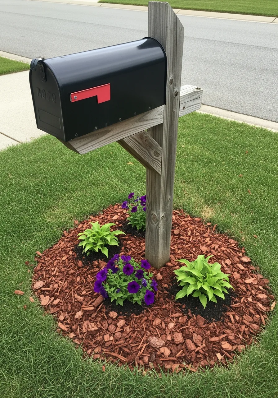 14. Mulched Mailbox Flower Bed
