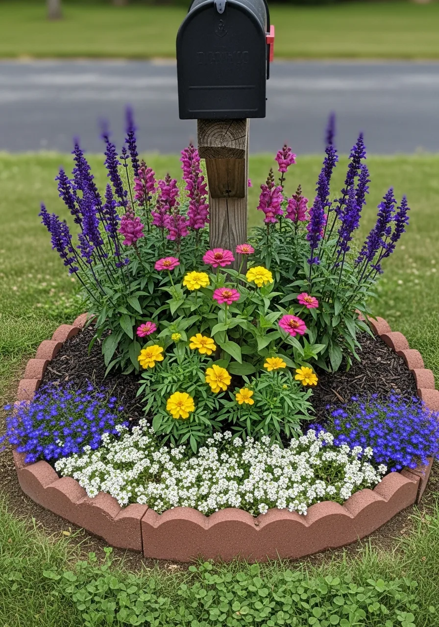 15. Layered Height Flower Bed Design