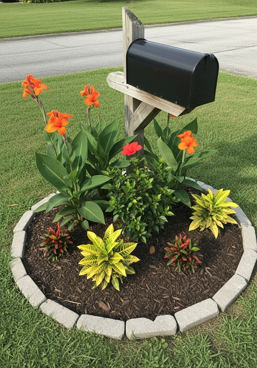 8. Tropical Mailbox Flower Bed