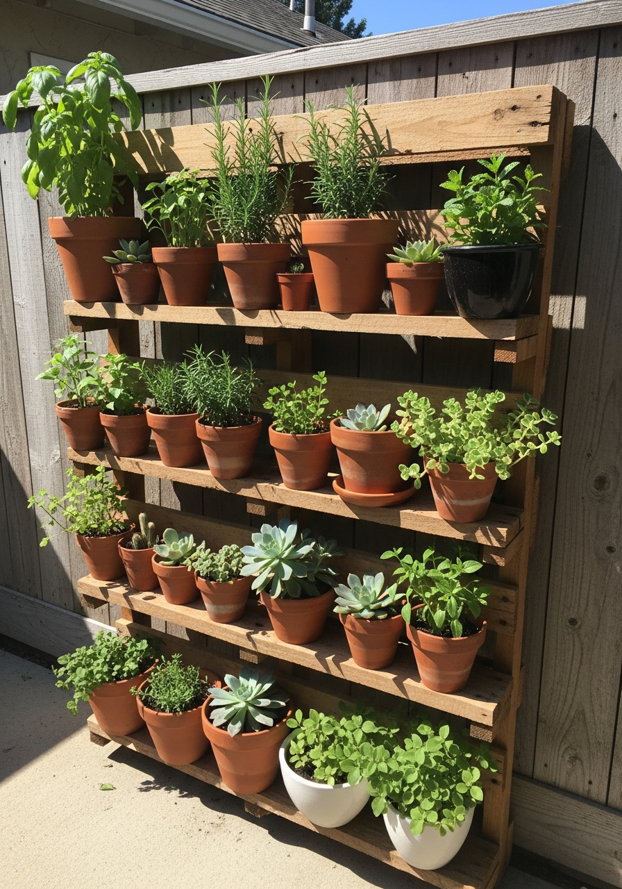 13. Pallet Garden Shelf