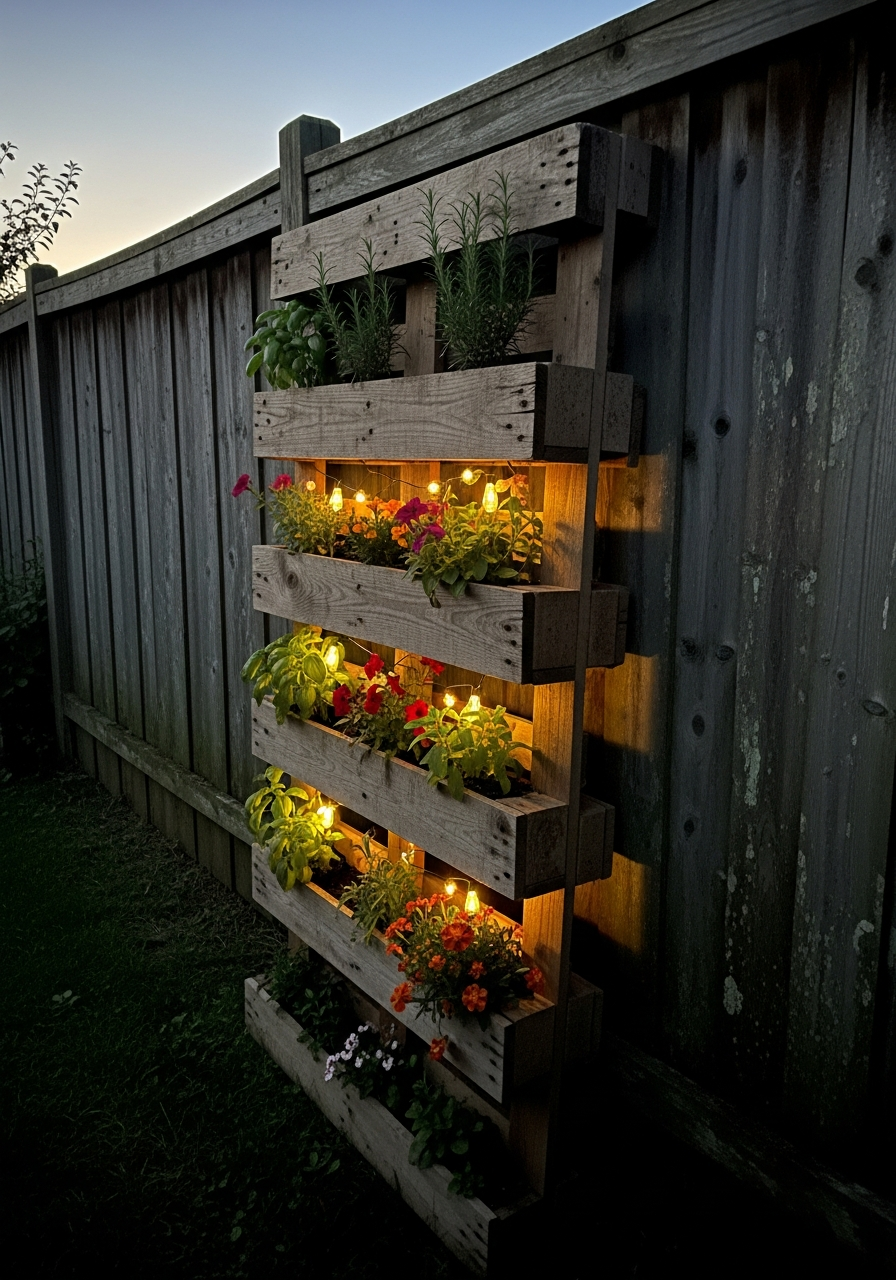 18. Pallet Garden Solar Lights