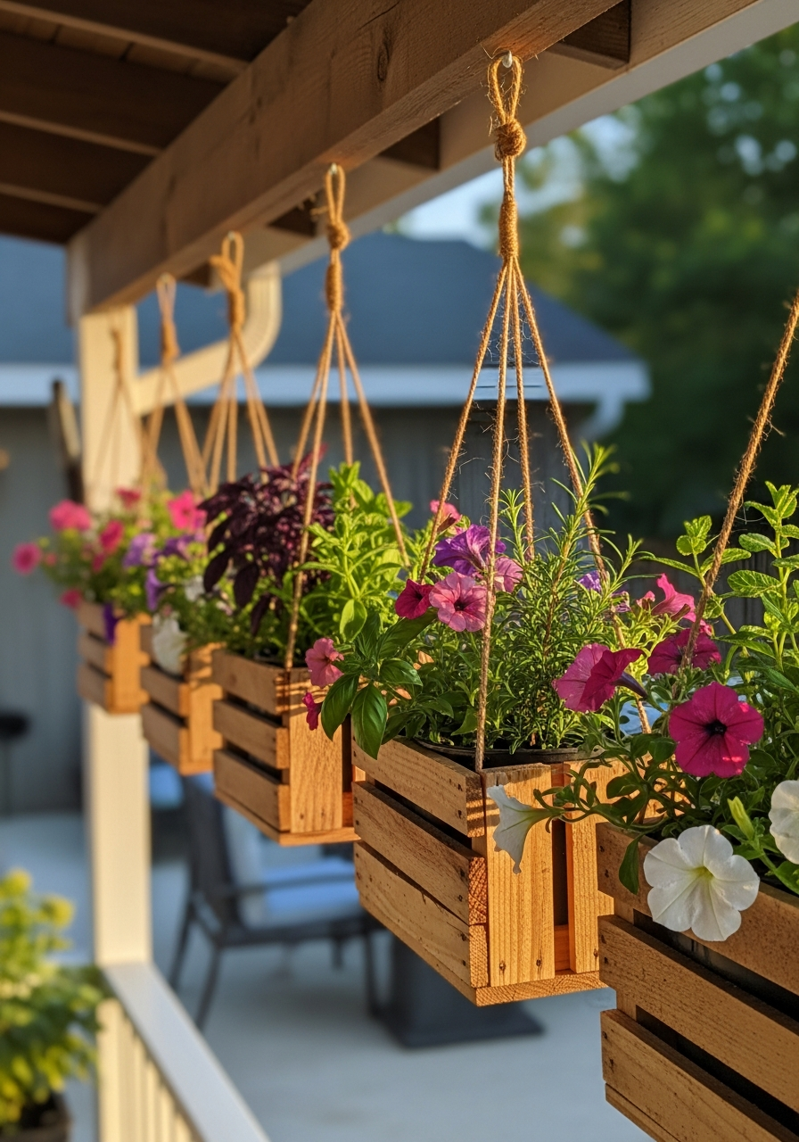 19. Pallet Hanging Planter Boxes