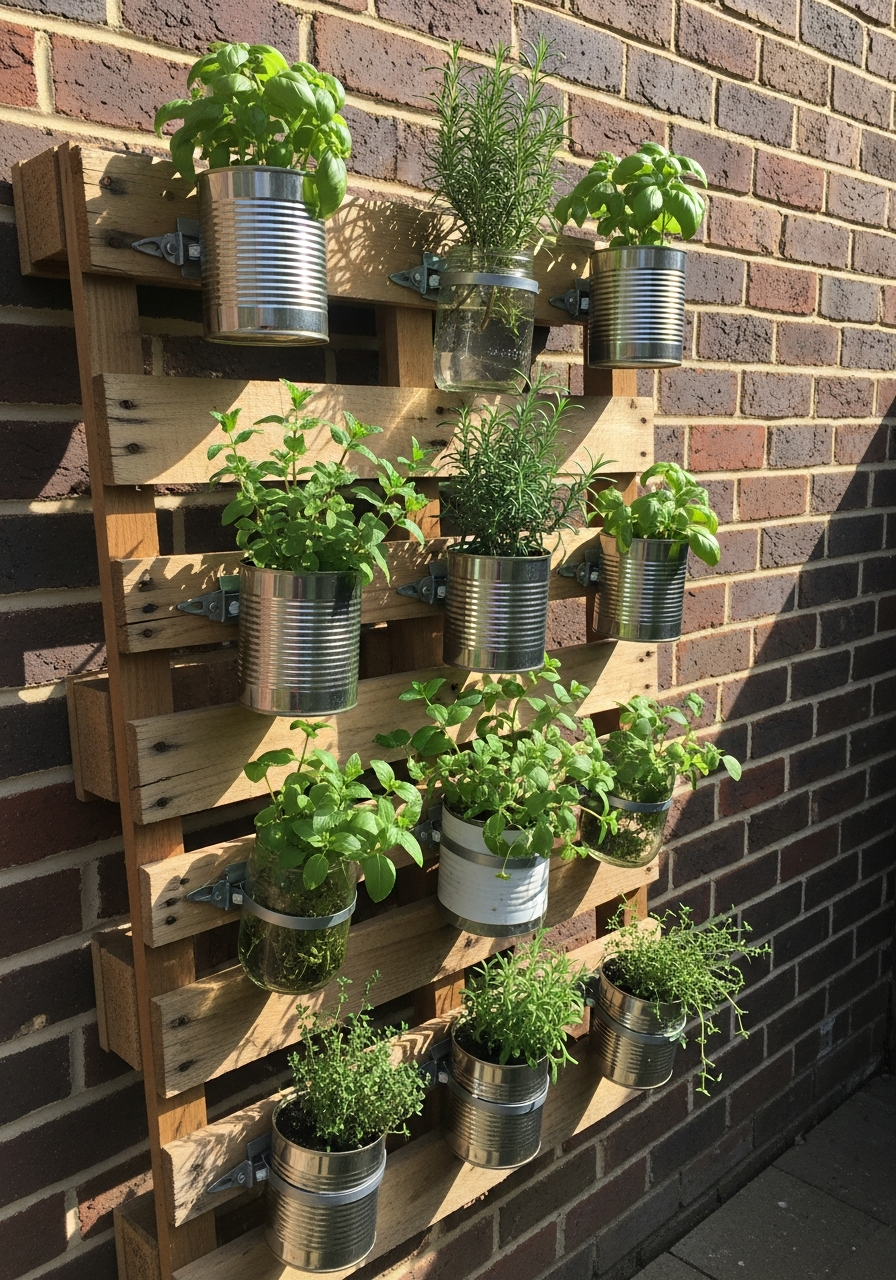 23. Pallet Recycled Pot Garden