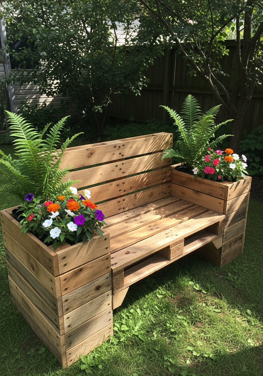 27. Pallet Garden Bench Planter