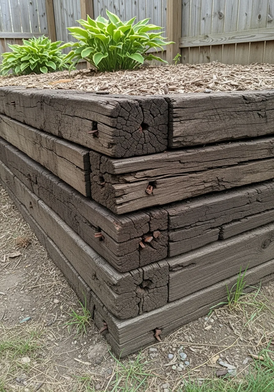 8. Railroad Tie Retaining Wall