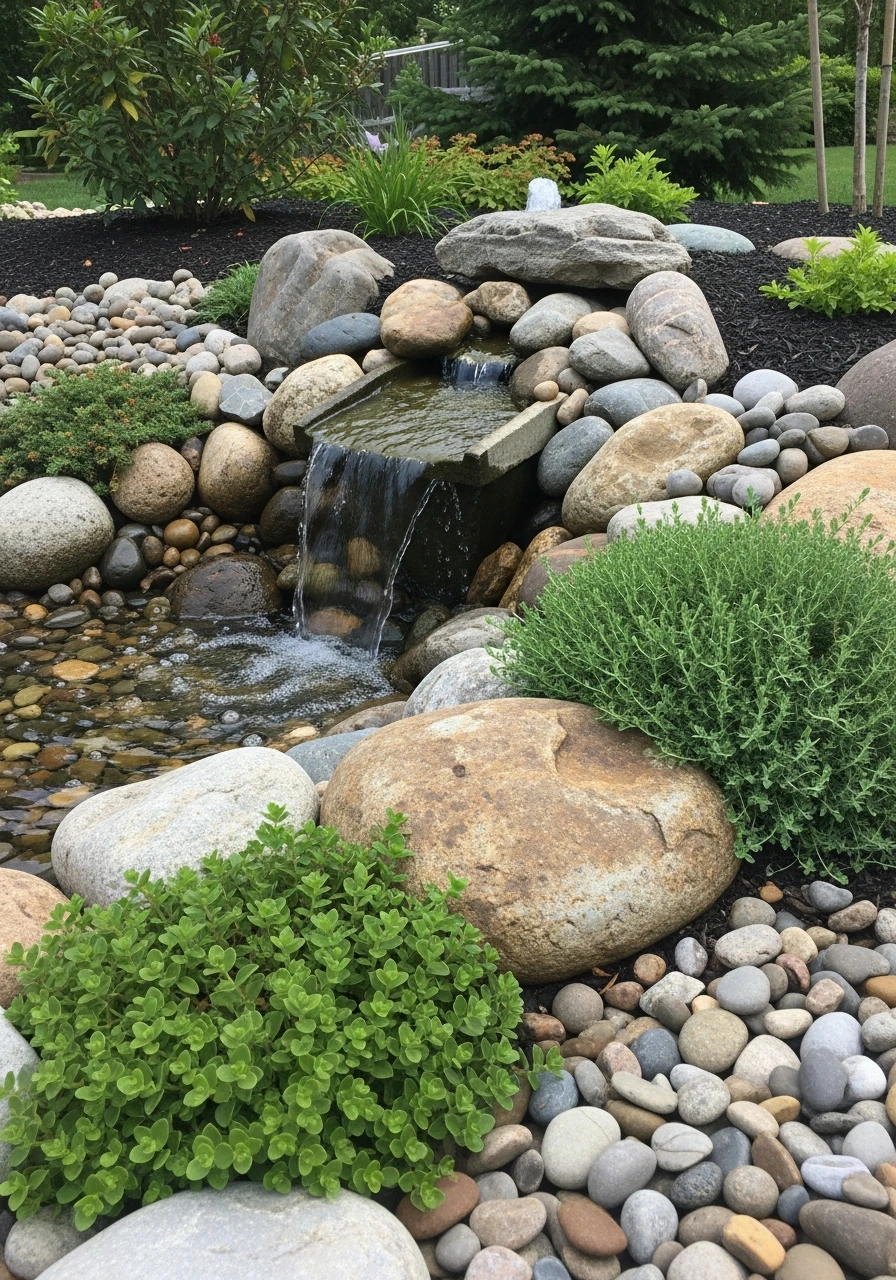 Water Feature Rocks - 35 Gorgeous Rock Garden Ideas for Your Backyard Oasis!
