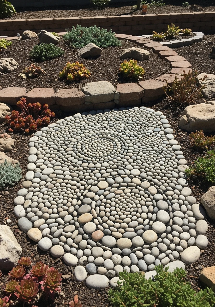 Pebble Mosaic Art - 35 Gorgeous Rock Garden Ideas for Your Backyard Oasis!