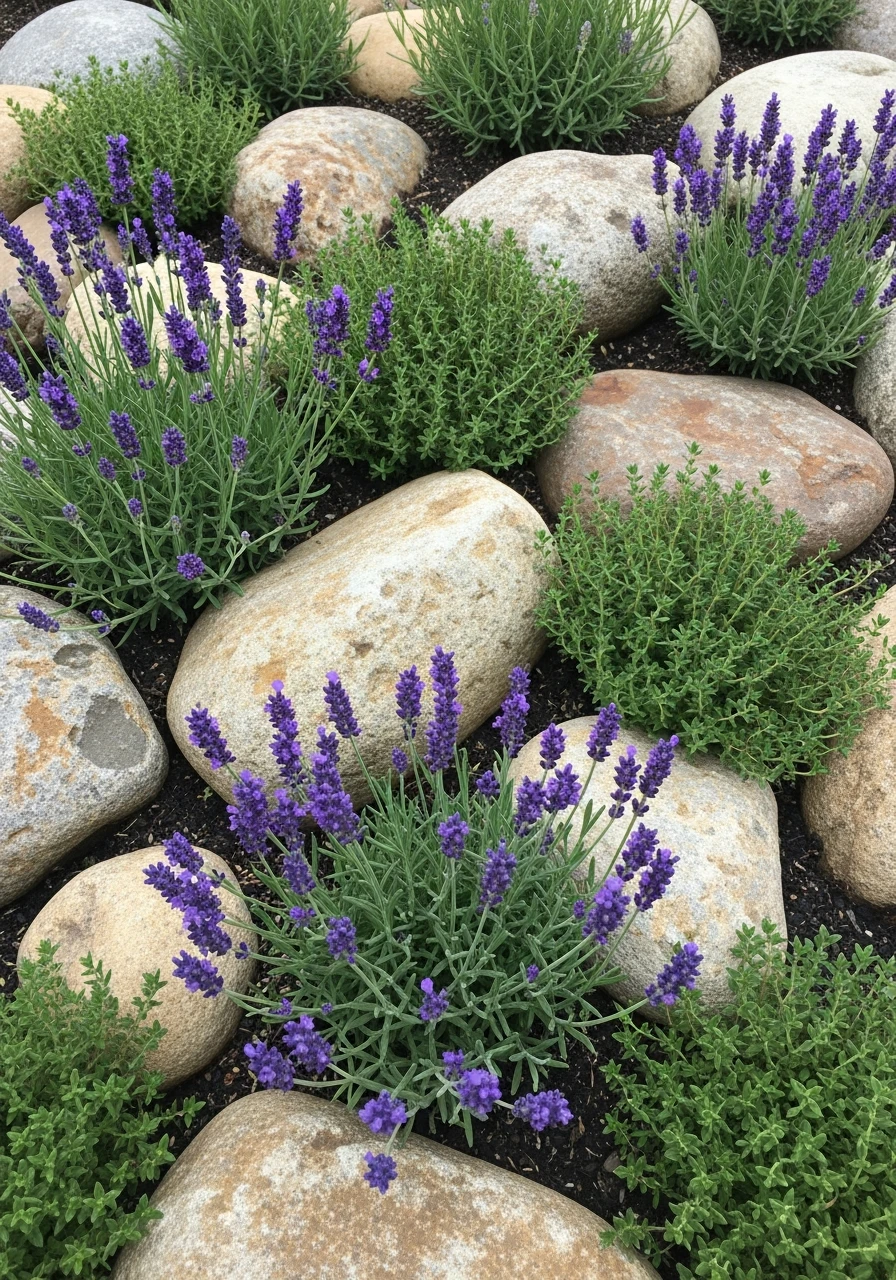 Herb & Rock Bed - 35 Gorgeous Rock Garden Ideas for Your Backyard Oasis!