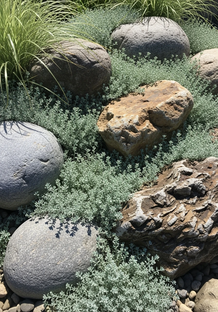 Contrast Textures - 35 Gorgeous Rock Garden Ideas for Your Backyard Oasis!