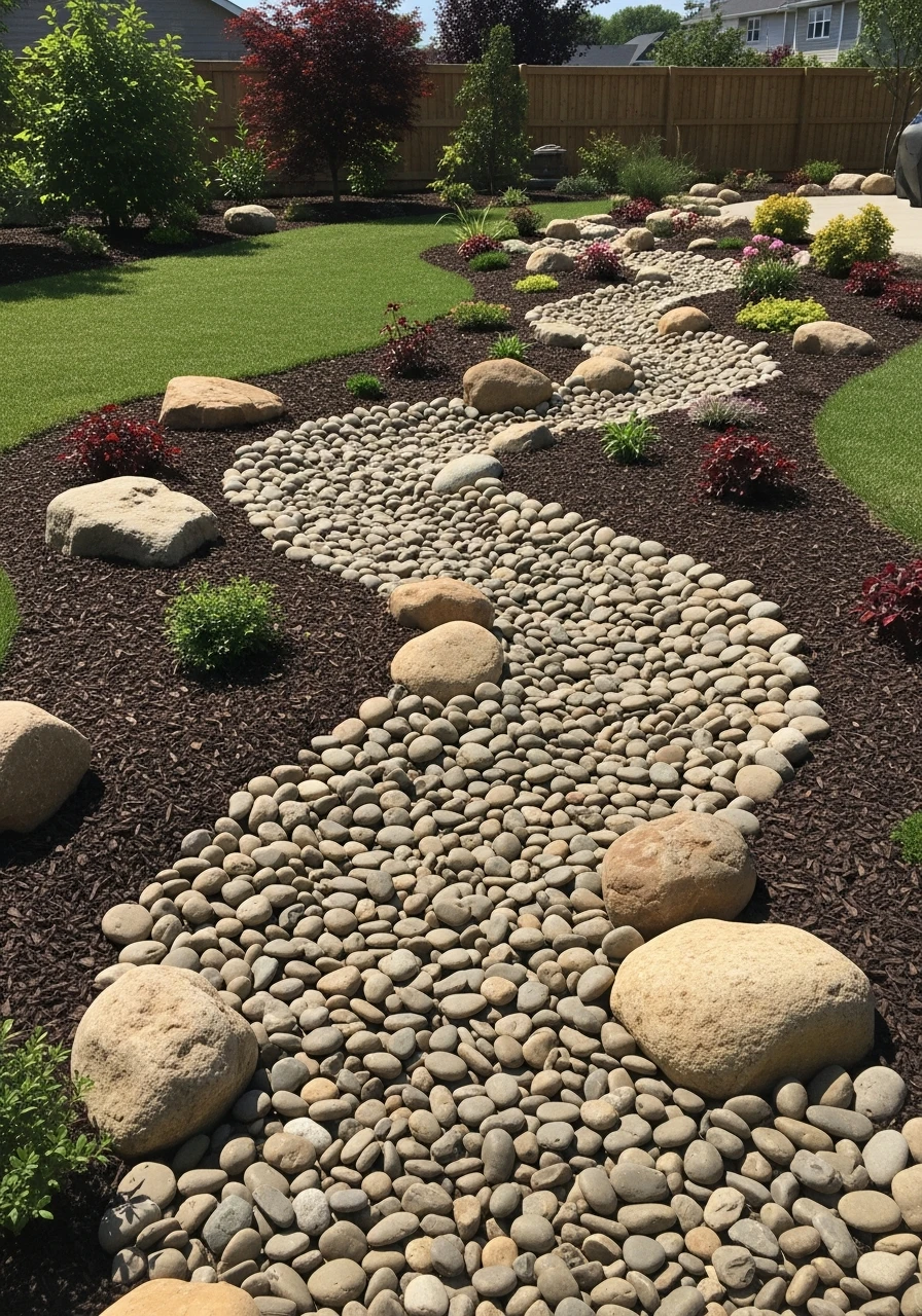 Dry Creek Bed - 35 Gorgeous Rock Garden Ideas for Your Backyard Oasis!