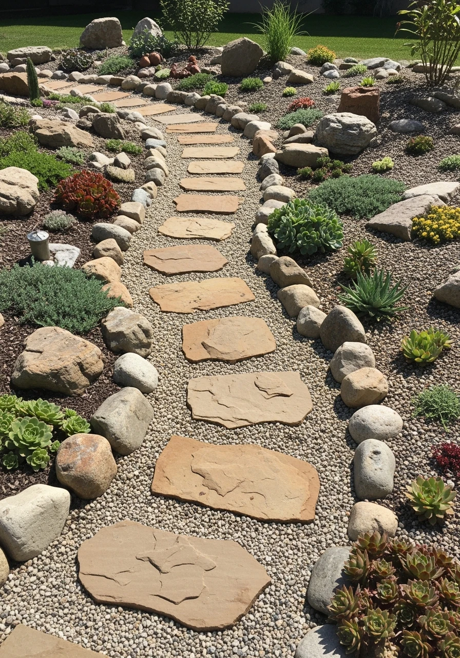 Stepping Stone Path - 35 Gorgeous Rock Garden Ideas for Your Backyard Oasis!