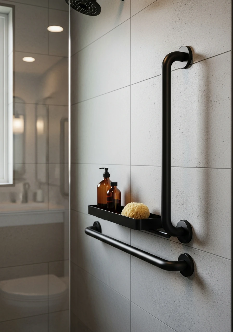 Grab Bar with Shelf