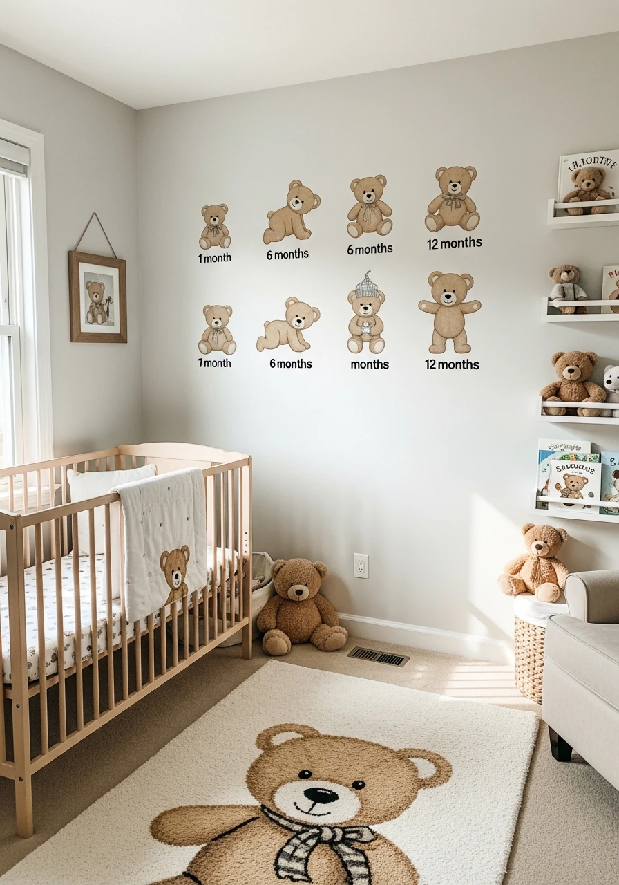 Bear Milestone Decals - 25 Cozy Teddy Bear Nursery Ideas You'll Adore