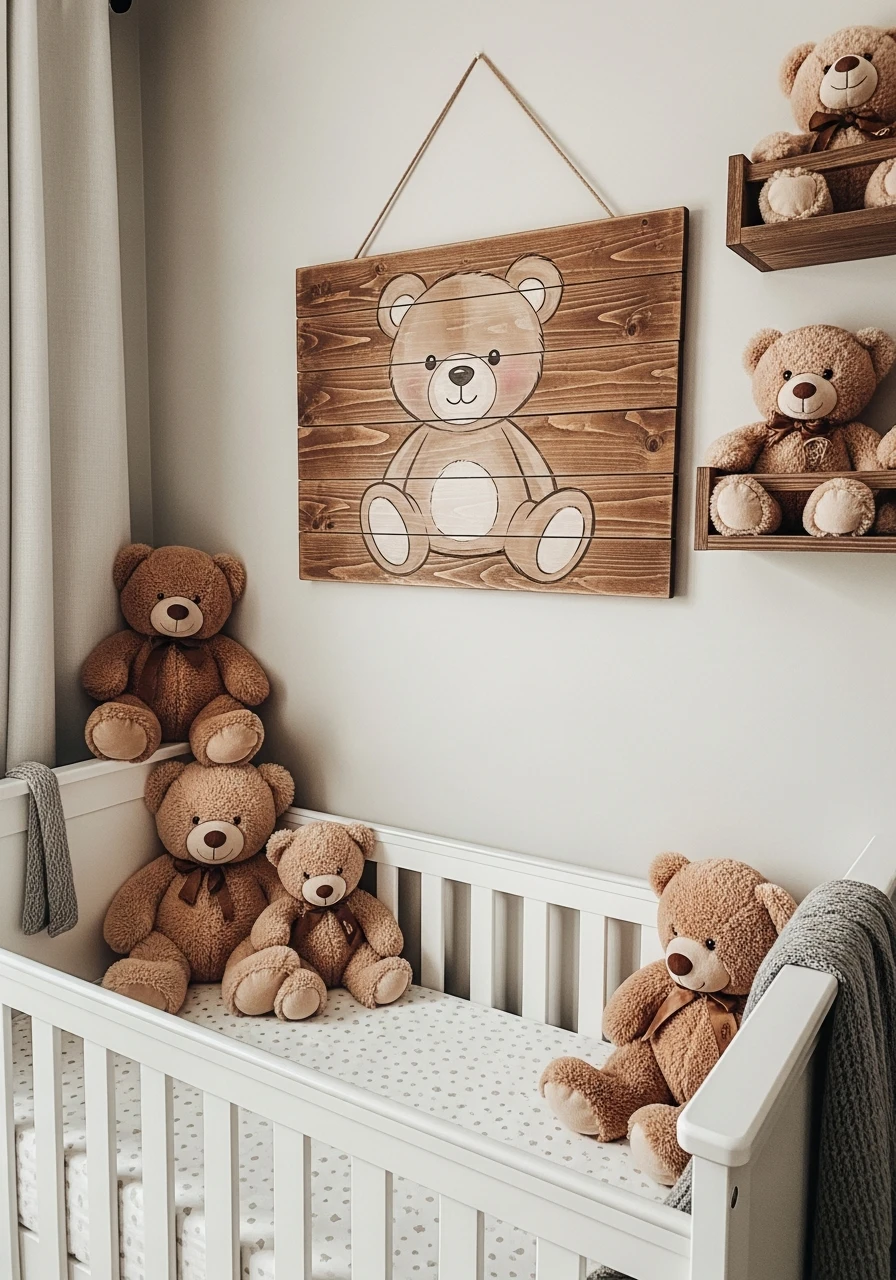 Rustic Bear Wood Signs - 25 Cozy Teddy Bear Nursery Ideas You'll Adore