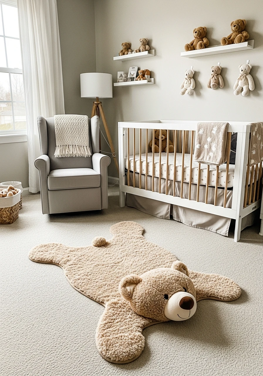 Cozy Bear Rug - 25 Cozy Teddy Bear Nursery Ideas You'll Adore